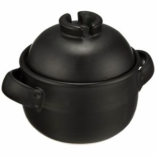 【在庫セール】萬古焼 炊飯鍋 (中蓋付) 2合 黒しずく 33-96(調理道具/製菓道具)