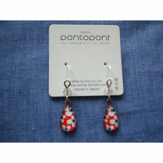 【未使用】　ガラス　ドロップピアス　和柄　(ピアス)