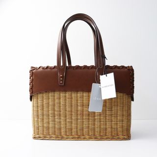イエナ(IENA)の新品 2025SS今季 イエナ購入 ア ヴァケーション A VACATION RATTAN M バッグ ラタン チャイロ/レザーコンビかご【24000-4455391】(その他)