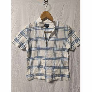 バーバリー(BURBERRY)のBURBERRY GOLF チェックジップ ポロシャツ 半袖 レディース M(ポロシャツ)