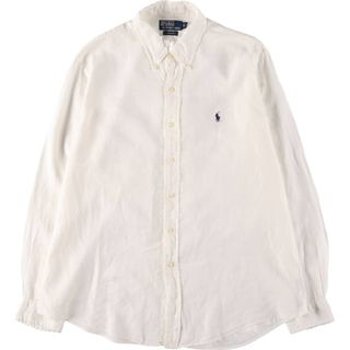 ラルフローレン(Ralph Lauren)の古着 ラルフローレン Ralph Lauren POLO by Ralph Lauren CUSTOM FIT 長袖 リネン ボタンダウンシャツ メンズXL相当 /eaa560844(シャツ)