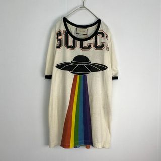 グッチ(GUCCI)のグッチ　半袖Tシャツ　レインボー 襟ボロ加工 UFO Tシャツ トリム(Tシャツ/カットソー(半袖/袖なし))