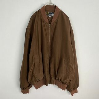 美品　ブルゾン　シルク100% ブラウン 短丈ジャケット 古着 お洒落 涼しい(ブルゾン)