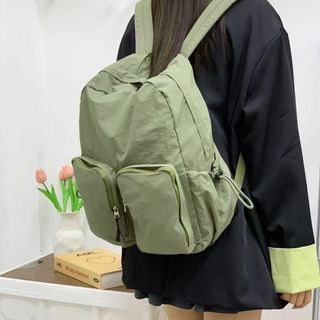 リュック バックパック 通学 通勤 大容量 無地 女の子 かわいい グリーン(リュック/バックパック)