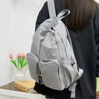リュック バックパック 通学 通勤 大容量 無地 女の子 かわいい グレー(リュック/バックパック)