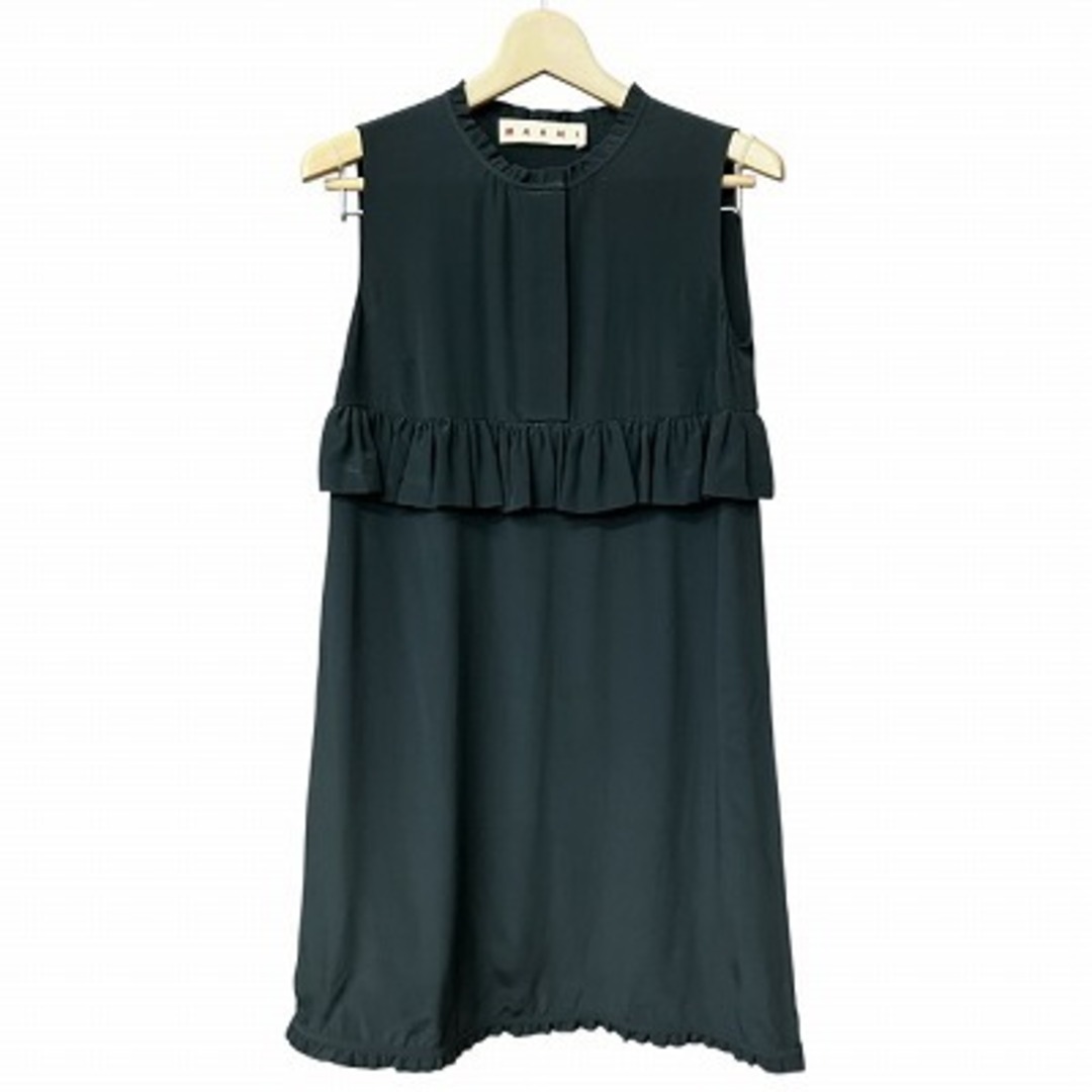ランキング2025 MARNI - マルニ MARNI ノースリーブ フリル ワンピース 黒 38 ワンピース