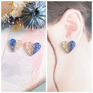 shell×heart 星の砂 ハート ピアス イヤリング ウルトラマリン(ピアス)