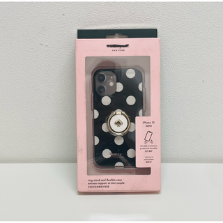 ケイトスペードニューヨーク(kate spade NEW YORK)の⭐️新品⭐️ケイトスペード iPhone12mini ドット ブラック リング付(iPhoneケース)