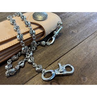 バイカー必須　ウォレット用ハート型　シルバーチェーン　TYPE3　QBKB002(キーホルダー)