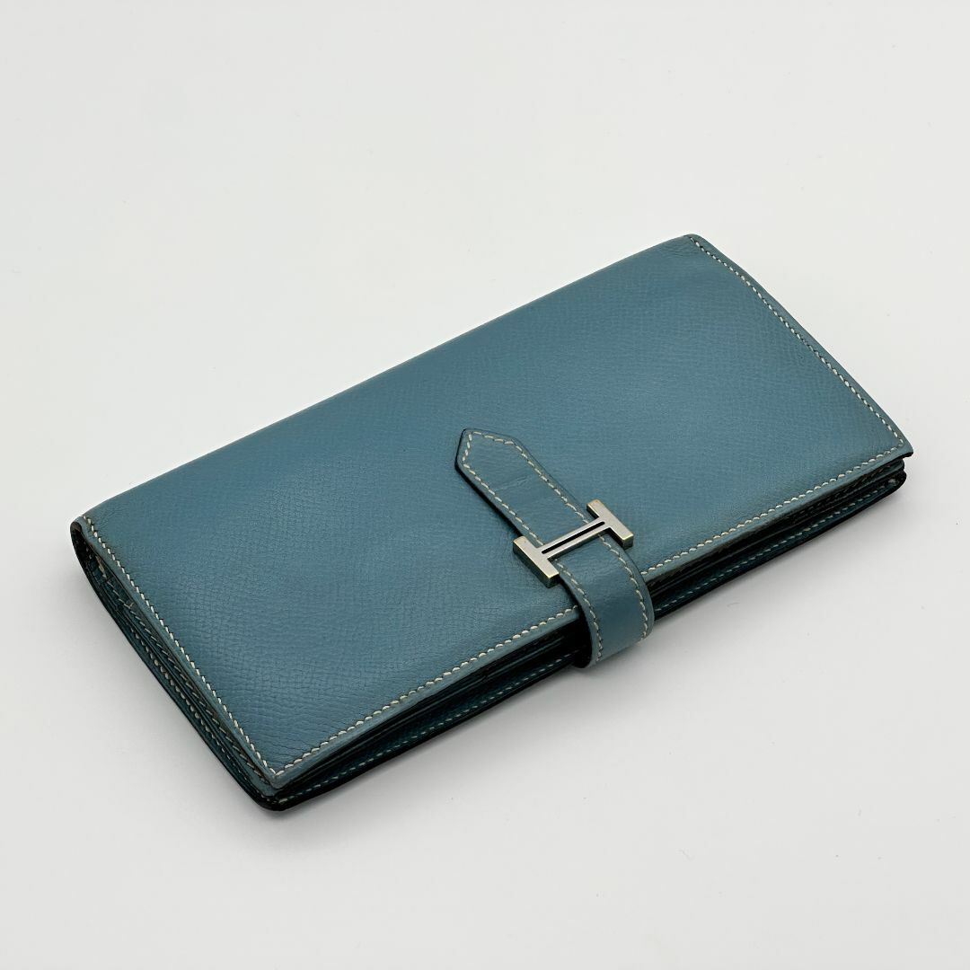 エルメス HERMES ベアンスフレ 長財布 ブルージーン