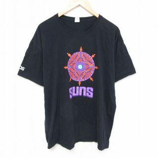 フルーツオブザルーム(FRUIT OF THE LOOM)のXL★古着 フルーツオブザルーム 半袖 Tシャツ メンズ SUNS コットン クルーネック 黒 ブラック 25jun27 中古(Tシャツ/カットソー(半袖/袖なし))