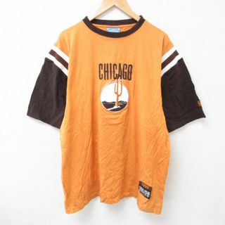 XL★古着 半袖 Tシャツ メンズ シカゴ 大きいサイズ コットン クルーネック オレンジ他 25jun27 中古(Tシャツ/カットソー(半袖/袖なし))