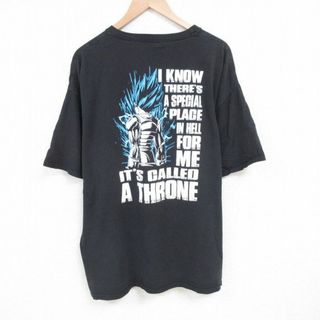 ヘインズ(Hanes)のXL★古着 ヘインズ Hanes 半袖 Tシャツ メンズ THRONE 大きいサイズ コットン クルーネック 黒 ブラック 25jun27 中古(Tシャツ/カットソー(半袖/袖なし))
