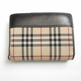バーバリー(BURBERRY)の✈ 激レア　バーバリー　がま口　2つ折り 財布　ノヴァチェック　レザー　ロゴ　黒(財布)
