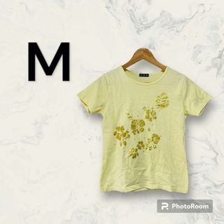 Tシャツ レディース M ハイビスカス トップス カットソー ティーシャツ(ノーカラージャケット)