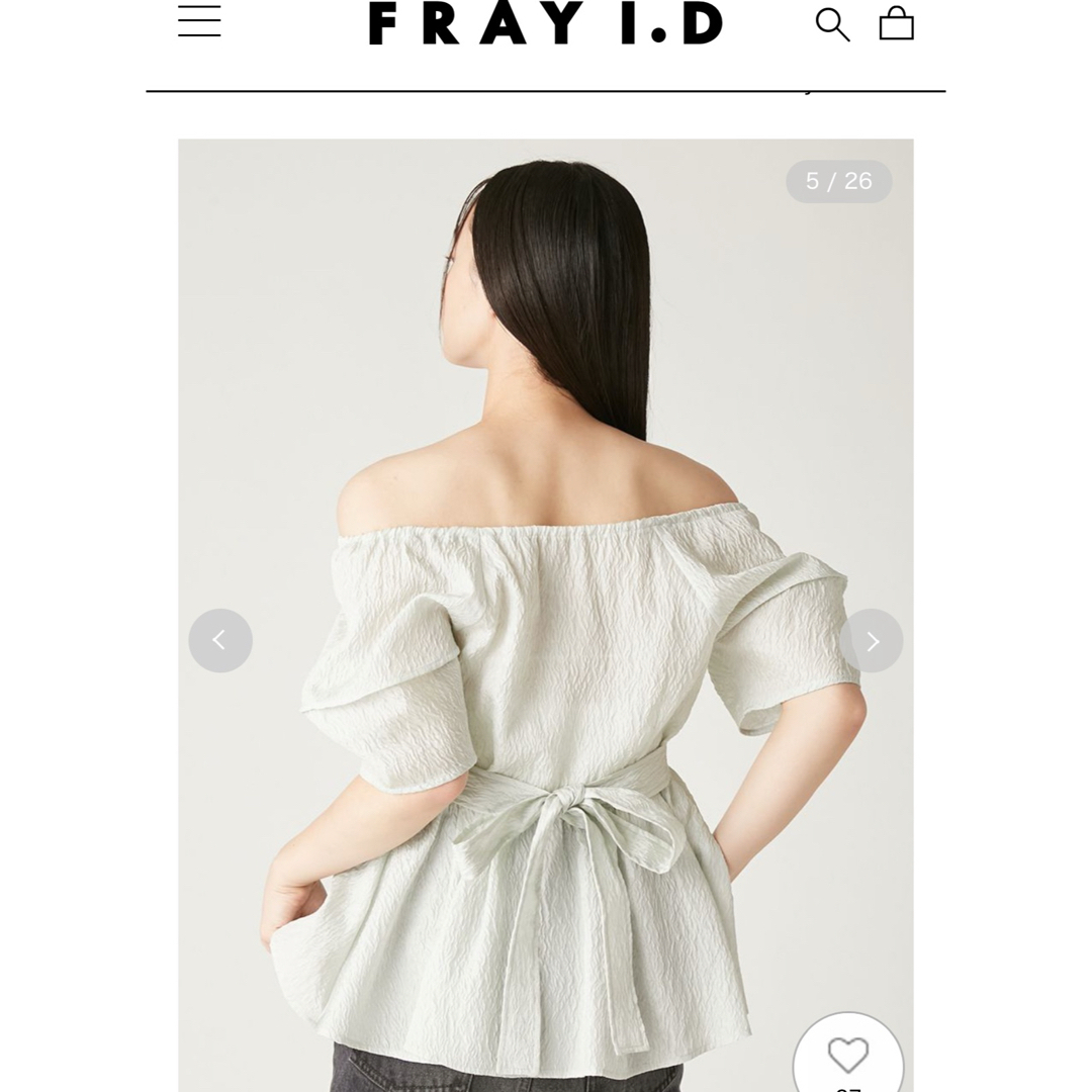 FRAY I.D(フレイアイディー)の新品未使用　FRAY I.D オフショルダーぺプラムトップス レディースのトップス(カットソー(半袖/袖なし))の商品写真