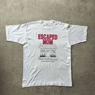 ヴィンテージ(VINTAGE)の90s メッセージtシャツ USA製 ホワイト L相当 escaped mom(Tシャツ/カットソー(半袖/袖なし))