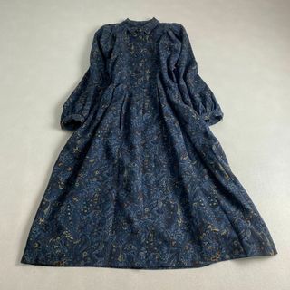 ヴィンテージ　ワンピース　ロング ペイズリー レトロ　紺