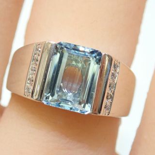 ■K18WG アクアマリンリング A:2.02ct D:0.06ct■指輪■(リング(指輪))