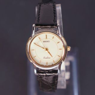 セイコー(SEIKO)の【稼働品】SEIKOエクセリーヌ　　電池交換済　新品ワニ革ベルト(腕時計)