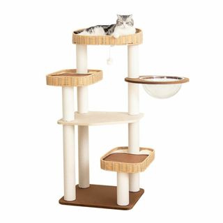 【特価セール】PETTIFUL キャットタワー 木製 【天然木使用】 大型 据え(猫)