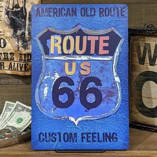 〖ブリキ看板〗ROUTE66 ㉜ / オールド・ルート / 20x30cm(その他)