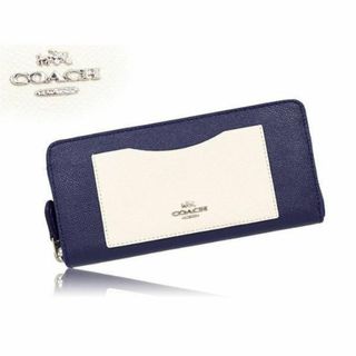 COACHコーチバイカラーミッドナイトブルーオフホワイトウォレット価格４６９００(財布)
