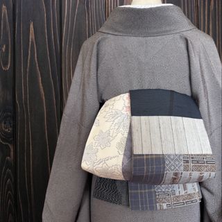 *絹お着物リメイク　パッチワーク*20　大人の兵児帯　半幅帯　長尺　ハンドメイド(帯)