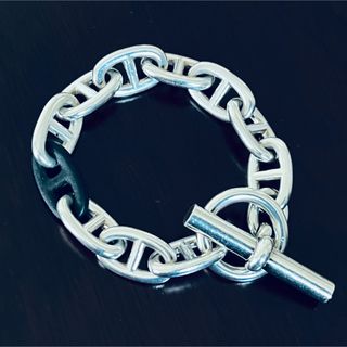 エルメス(HERMES)のエルメス シェーヌダンクル ブレスレット TGM11コマ ブラックレザーミックス(ブレスレット)