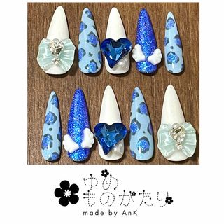 No.11 キッズ　ヒョウ　ネイルチップ　ギャル　コギャル　原宿　推し　天使(つけ爪/ネイルチップ)
