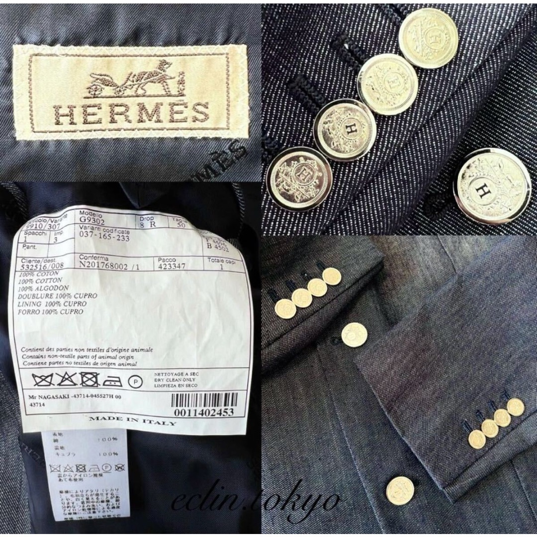 HERMES - HERMES デニム クルードセル テーラード ジャケット