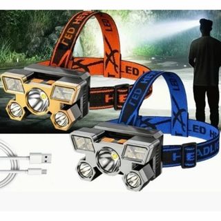【2個セット+おまけ付】USB 充電式 LED ヘッドライト(ライト/ランタン)
