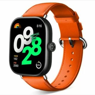 Redmi Watch 4／5 交換バンド レザー オレンジ(レザーベルト)