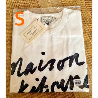 メゾンキツネ(MAISON KITSUNE')のメゾンキツネ☆人気　ロゴプリント　ユニセックスTシャツ Sサイズ　ホワイト(Tシャツ/カットソー(半袖/袖なし))