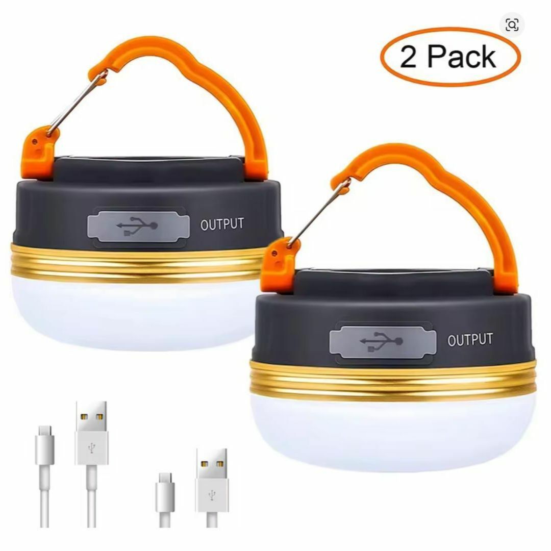 新品2個セット LEDキャンプランタン テントランプ USB 充電式 スポーツ/アウトドアのアウトドア(ライト/ランタン)の商品写真