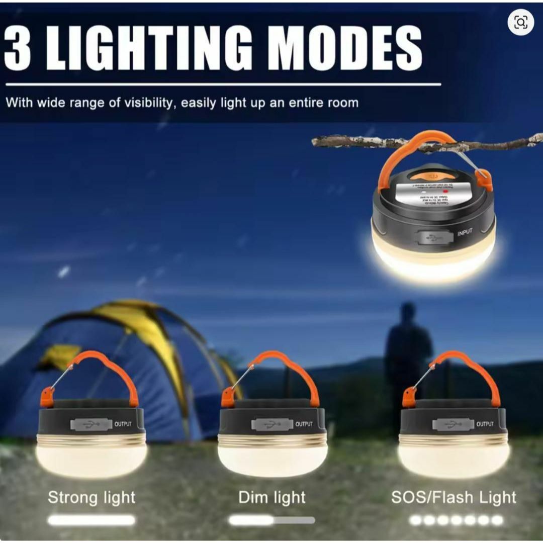新品2個セット LEDキャンプランタン テントランプ USB 充電式 スポーツ/アウトドアのアウトドア(ライト/ランタン)の商品写真