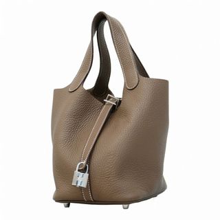 エルメス(HERMES)の【5fd5073】エルメス ハンドバッグ ピコタンロックPM トリヨンクレマンス エトゥープ シルバー金具 □N刻印【中古】レディース(ハンドバッグ)
