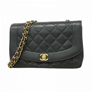 シャネル(CHANEL)の【5fd5261】シャネル ショルダーバッグ ダイアナ チェーンショルダー ラムスキン ブラック ゴールド金具【中古】レディース(ショルダーバッグ)