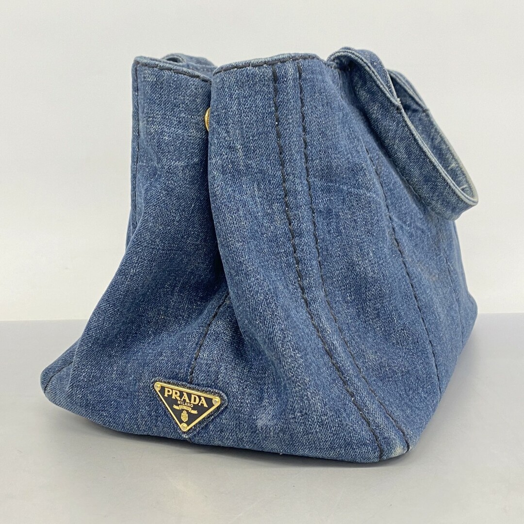 PRADA プラダ カナパ デニム トートバッグ 三角ロゴ ゴールド金具