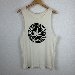 HYSTERIC GLAMOUR　ヒステリックグラマー　サークルロゴ タンクトップ ノースリーブ カンナビス ホワイト Fサイズ メンズ 古着 Y2K ストリート(タンクトップ)