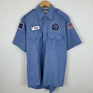 SENTINEL センチネル 企業ロゴ　Walmart ウォルマート ワークシャツ ユニフォーム ワッペン ブルー Lサイズ メンズ 古着 ワーク系 アメカジ(シャツ)
