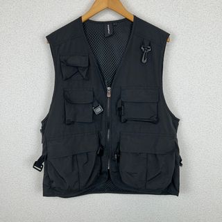 フィッシングベスト テックベスト 多ポケット ブラック Lサイズ メンズ 古着 テック系 ストリート