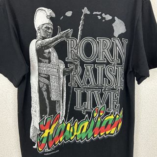SHAKA シャカ Tシャツ ハワイアンプリント ブラック Mサイズ メンズ 古着 アメカジ ストリート グラフィックt(Tシャツ/カットソー(半袖/袖なし))