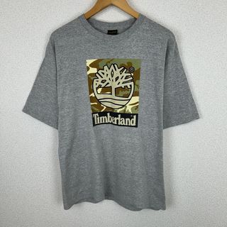 90s Timberland ティンバーランド Tシャツ ボックスロゴ 迷彩 カモフラ グレー Sサイズ メンズ 古着 ストリート アメカジ(Tシャツ/カットソー(半袖/袖なし))
