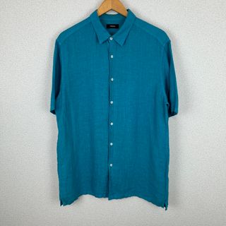 Theory セオリー リネンシャツ 半袖 ブルー Mサイズ メンズ 古着 ストリート シティーボーイ　シンプル(シャツ)