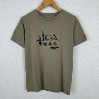 Columbia コロンビア Tシャツ アウトドアプリント アースカラー ベージュ レディース Lサイズ  古着 アメカジ スポーツMIX(Tシャツ(半袖/袖なし))