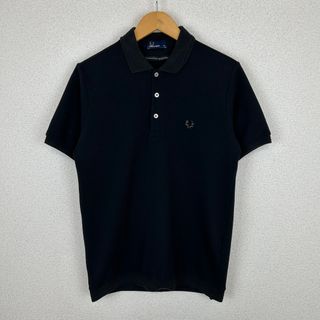 FRED PERRY フレッドペリー ポロシャツ SOLOTEX 刺繍ロゴ ブラック Mサイズ メンズ 古着 シティーボーイ ストリート(ポロシャツ)