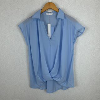 CECIL McBEE セシルマクビー ドレープブラウス シャツ ブルー  Mサイズ レディース(シャツ/ブラウス(半袖/袖なし))