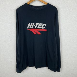 PACCBET HI-TEC ラスベート ハイテック コラボ Tシャツ ロンT ロゴプリント 長袖 ブラック Lサイズ メンズ 古着 ストリート(Tシャツ/カットソー(七分/長袖))