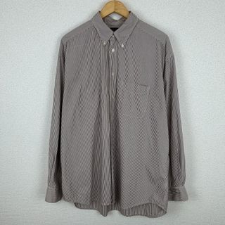 Banana Republic バナナリパブリック ストライプシャツ 総柄 ボタンダウン ブラウン  メンズ 古着 アメカジ シティーボーイ(シャツ)